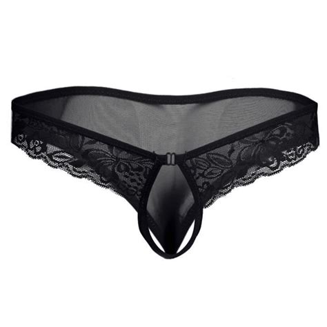 String Homme Sexy Dentelle Slip Ouvert Penis Sous vêtements Gay