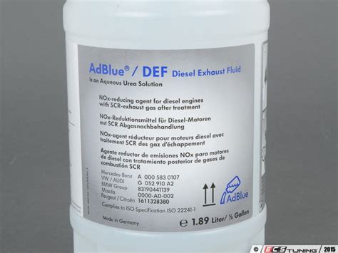 Genuine Volkswagen Audi G052910A2 AdBlue DEF Fluid 1 89 Liter G