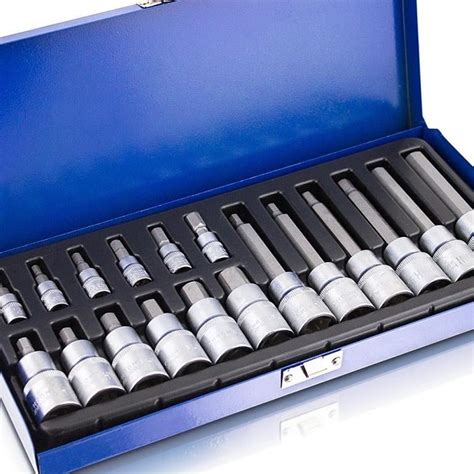 Coffret 18 Douilles 6 Pans Clés Allen Btr 3 À 14 Mm Gris Leroy Merlin