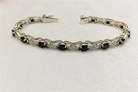 Black Spinel Bracelet 925 Sterling Silver Bracelet Black Etsy Uk