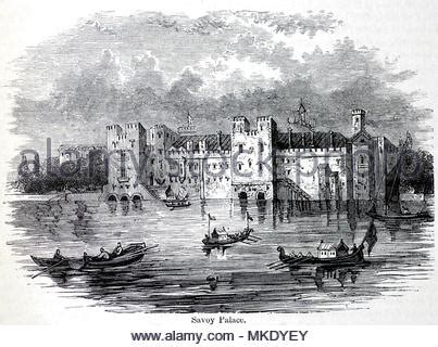 Vintage picture of old London. The Savoy Palace, Strand, built in Stock ...