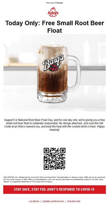 free small root beer float at Arby's 8-6-20 only : r/freebies