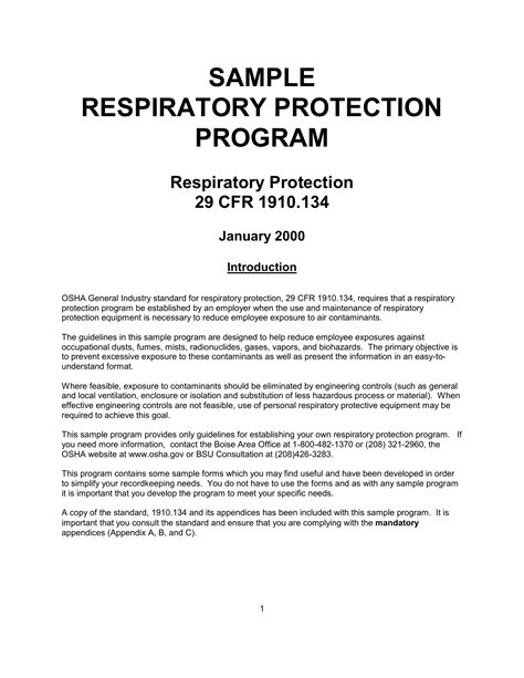 Respiratory Protection Program Template