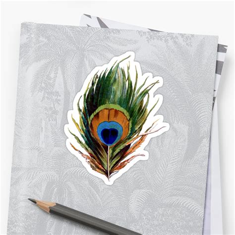 Peacock Feather Stickers By Pencreations Redbubble