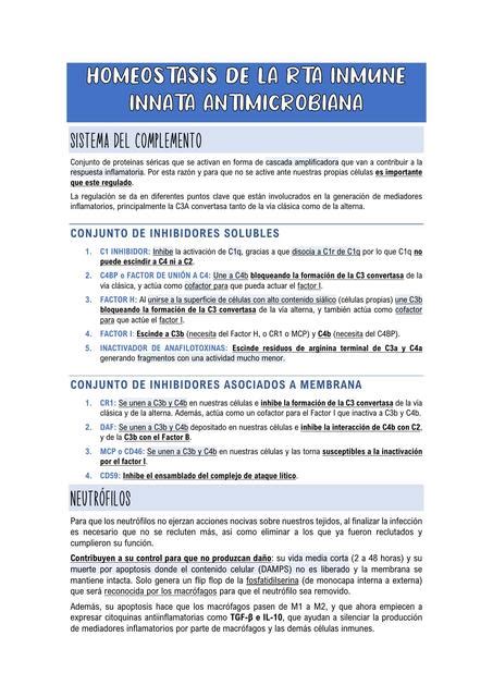 Homeostasis De La Respuesta Inmune Innata Antimicrobiana Camila