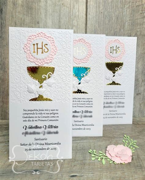 Tarjetas Hechas A Mano Invitaciones Bautizo P Comuni N Tarjetas