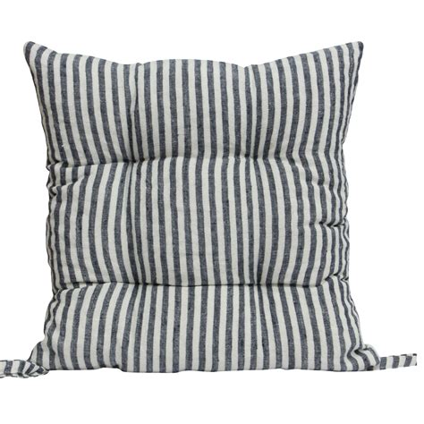 Striped linen chair pad navy – green with envy nz