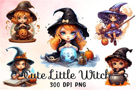 Cute Little Witch Halloween PNG Bundle Graphic by CraftlabSVG ...