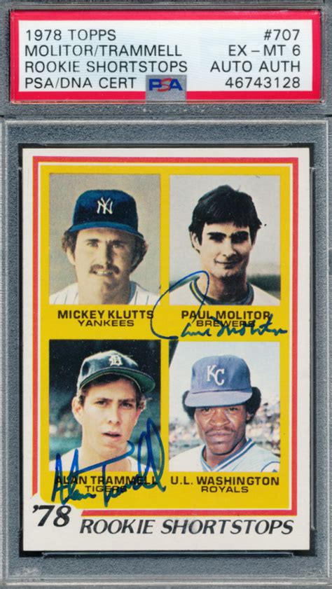 Paul Molitor Alan Trammell Signed Topps Rookie Shortstops