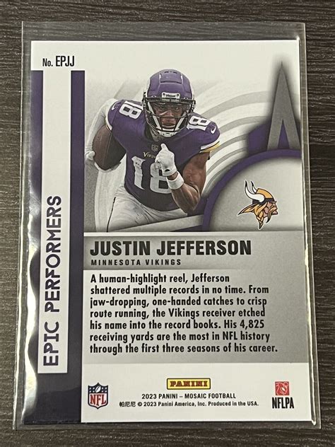 Justin Jefferson 2023 Panini Mosaic Epjj Epic Performers Minnesota