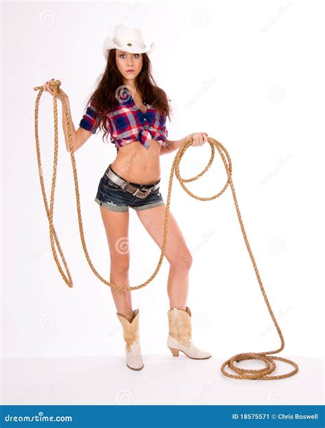 La Fille Retient Le Lasso 2 Image Stock Image Du Yeux Bleu 18575571