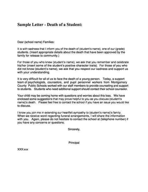 Notice Of Death Letter Collection Letter Template Collection