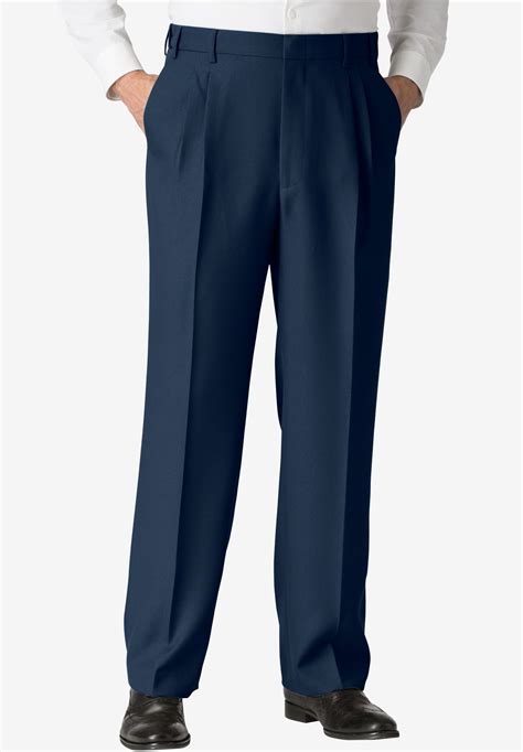 Easy Care Classic Fit Expandable Waist Double Pleat Front Dress Pants Big And Tall Suiting