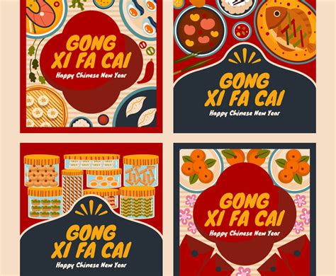 Set Of Chinese New Year Cards Vector Art & Graphics | freevector.com