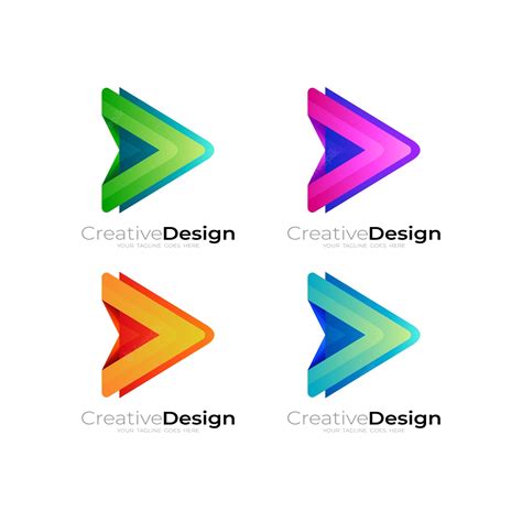 Premium Vector | Set play logo with colorful design technology