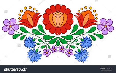 Traditional Hungarian Folk Embroidery Pattern Isolated Stock Vector