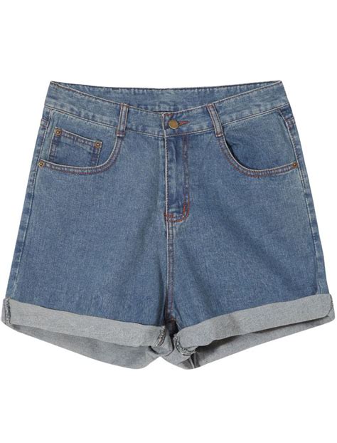 Blue Pockets Vintage Flange Denim Shorts Shein Sheinside Fashion