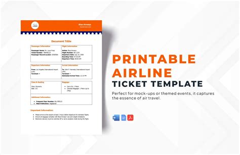 Editable Airline Ticket Template In Word Download