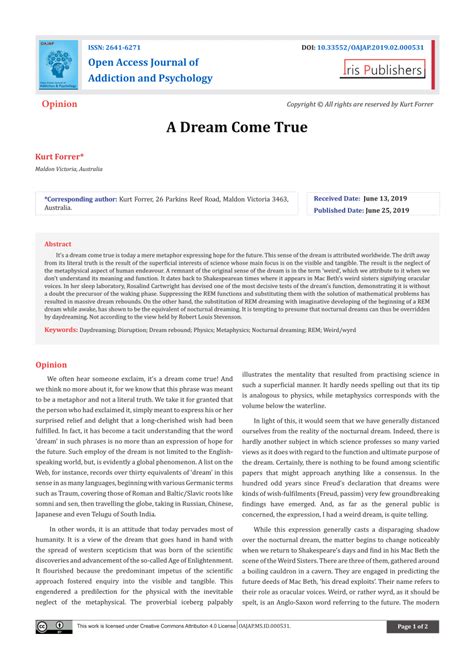 Pdf A Dream Come True