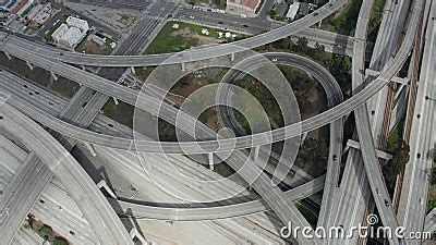 Aerial Slowly Circling Over Judge Pregerson Huge Highway Connection