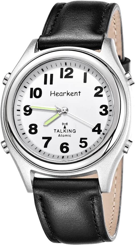 Hearkent Radio Controlled Talking Watch With Black Leather Strap