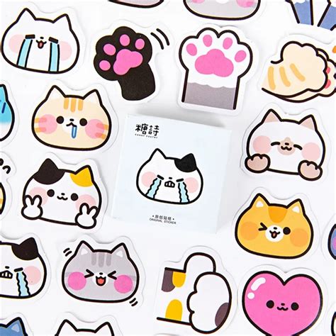 Ensemble d autocollants Kawaii Kitty étiquette adhésive de dessin