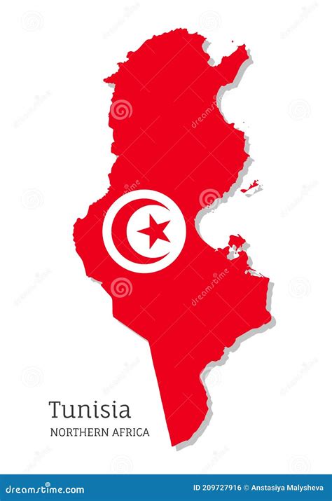 Map Of Tunisia With National Flag Stock Vector Illustration Of Africa