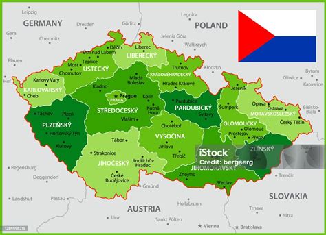 República Tcheca Onde Fica - Vetores de Mapa Da República Tcheca Mapa Político Com Regiões Bandeira ...