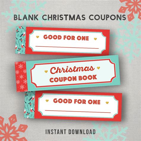 Christmas Coupons Printable T Downloadable Blank Coupon