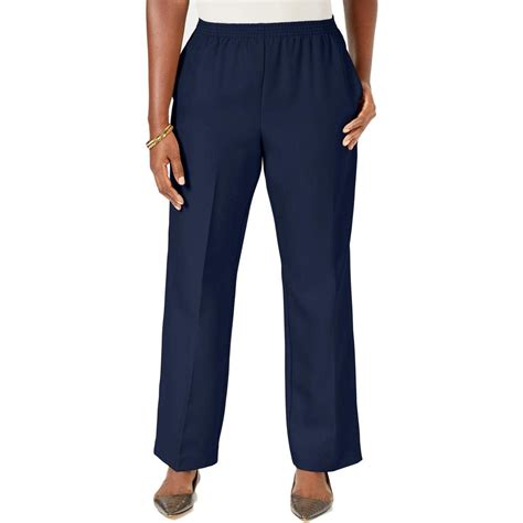 Karen Scott Womens Comfort Waist Classic Pants Navy Large Walmart