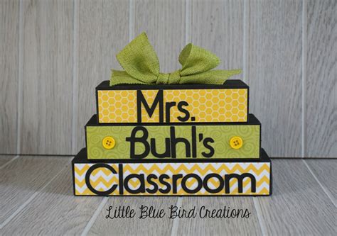 Teacher Classroom Stacked Wood Block Set Classroom Decor Etsy