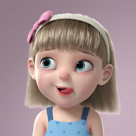 Cartoon Girl Rigged 3d Model Girl Cartoon Cute Cartoon Pictures