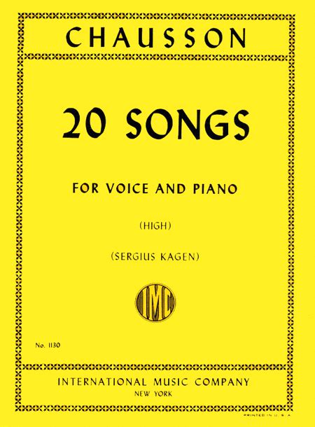 20 Songs High F And E By Ernest Chausson High Voice Sheet Music