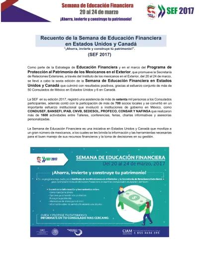 Recuento De La Semana De Educaci N Financiera En Estados Unidos Y