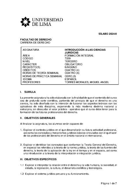 2024 0 SIL Introducción A LAS Ciencias Jurídicas SÍLABO 20 24 0