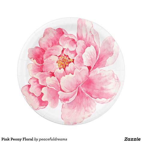 Pink Peony Floral Paper Plate Zazzle Floral Paper Plates Pink