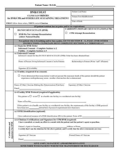 43 Printable Do Not Resuscitate Forms All States Templatelab