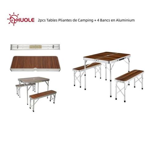 Table De Camping Pliante En Aluminium Huole Tables Bancs