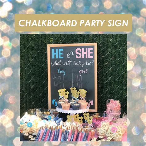 Gender Reveal Party Sign Custom Chalkboard Sign He Or She Etsy