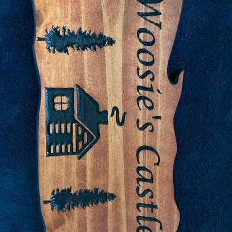 Outdoor Signs Wooden Carved Cabin Sign Pine Trees Custom Wood Sign Custom Camp Sign