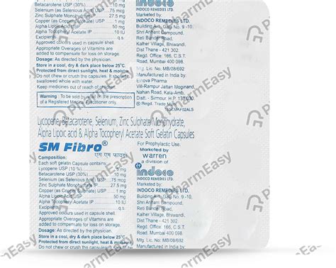 Sm Fibro Strip Of 20 Capsules Uses Side Effects Price And Dosage