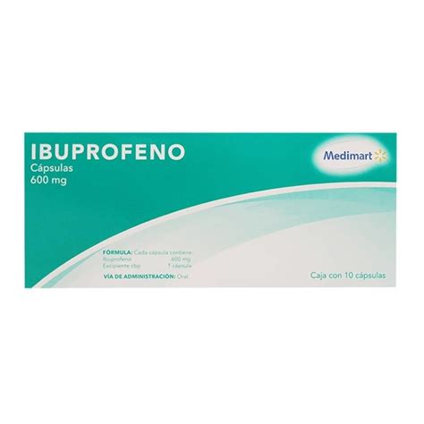 Ibuprofeno Medimart 600 Mg 10 Cápsulas Walmart