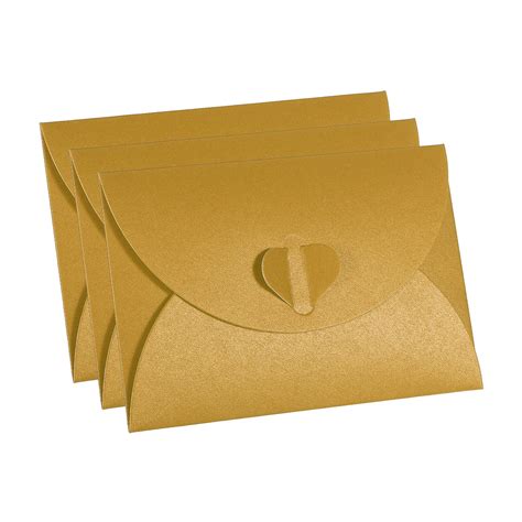 Pcs Gift Card Envelopes Heart Shaped Clasp Mini Envelope Gold Ebay