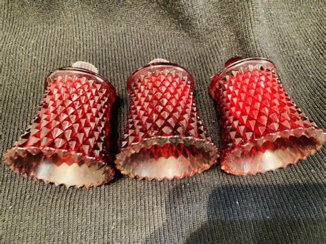 3 Vintage Deep Red Glass Hobnail Peg Votive Cup Candle Holder Home Interiors 3868961442