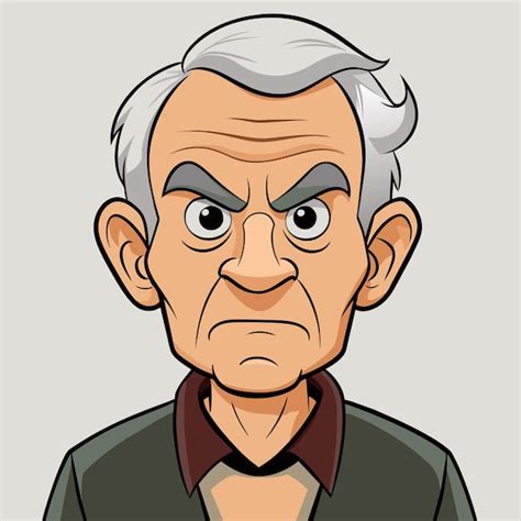 A Cartoon Of A Man With Gray Hair And A Gray Background Premium Ai