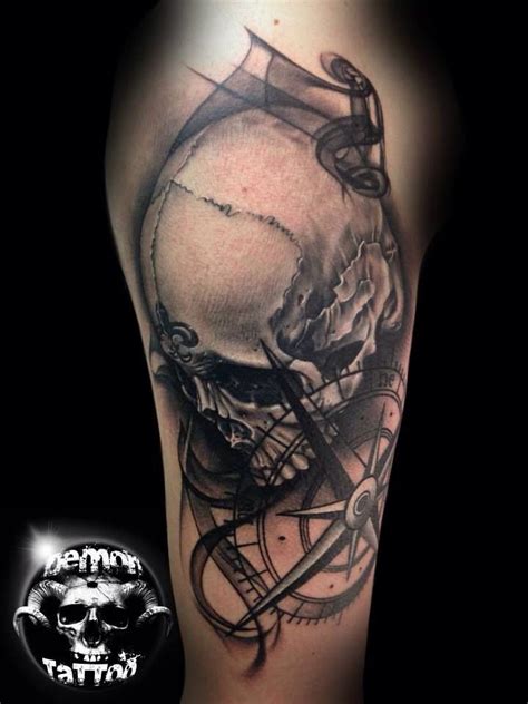 Skull And Compass Tattoo Tattoo Pinterest Compass Tattoo Skulls And Compass