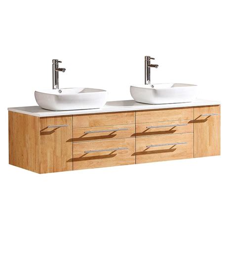 Fresca FCB6119NW CWH V Bellezza 59 Natural Wood Modern Double Sink