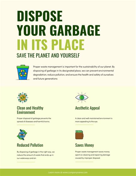 Yellow Green Benefits Of Disposing Of Garbage Poster Venngage