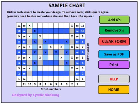 Mosaic Crochet Chart Creator Template for Excel