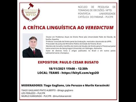 Cr Tica Lingu Stica Ao Veredictum Youtube